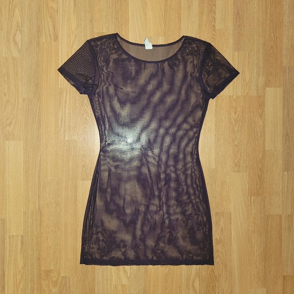 Vintage sheer mesh purple dress